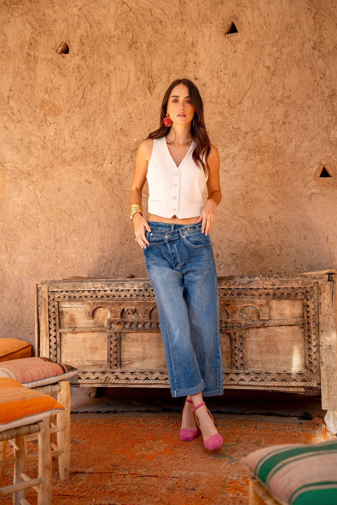 Noraâ„¢ | Loose Fit Jeans met Asymmetrische Sluiting