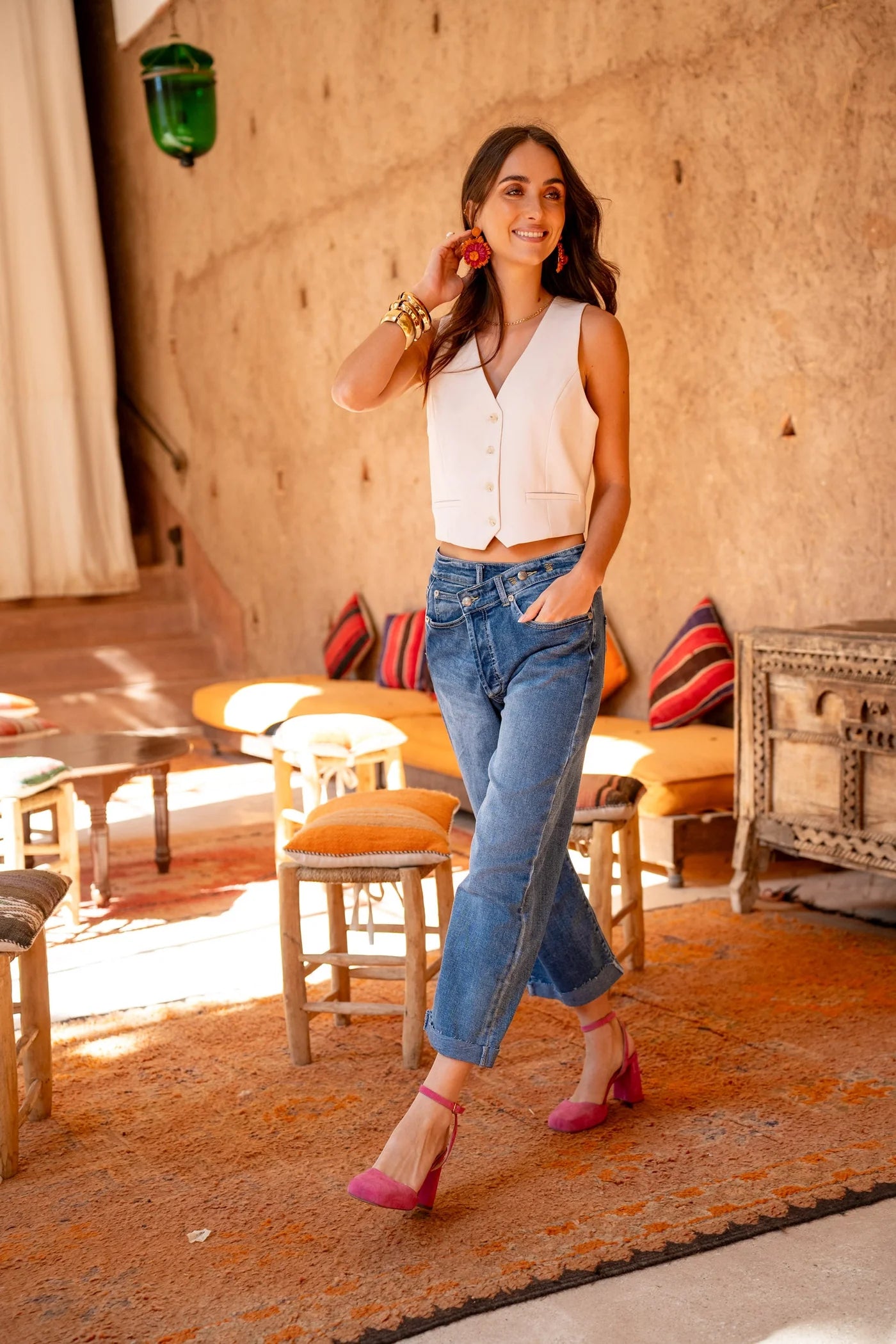 Nora™ | Loose Fit Jeans met Asymmetrische Sluiting